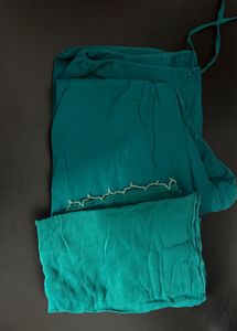 Teal Palazzo Pants with Embellished Hem