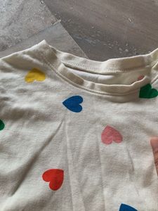 Cream Long Sleeve T-Shirt with Hearts