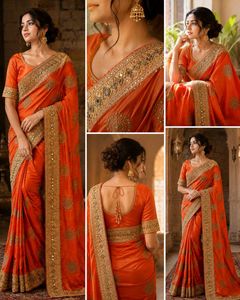 Vibrant Orange Embellished Lehenga Choli