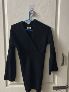 Woollen Mini Black Dress
