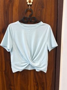 Twisted Hem Light Blue T-Shirt