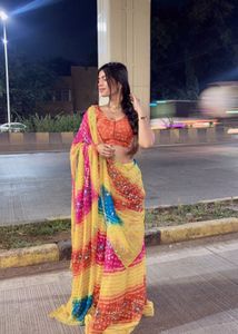 Vibrant Bandhani Saree with Blouse