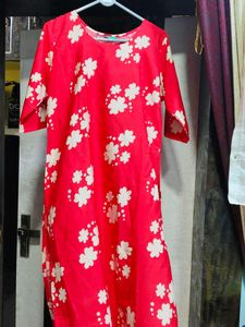 Vibrant Red Floral Kurta