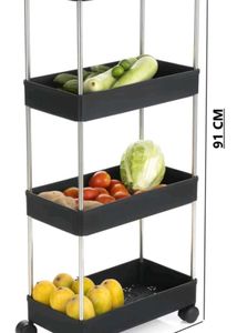 *4 COMPARTMENTS PLASTIC STAINLESS STEEL TROLLEY