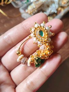 Elegant Gold & Pearl Nose Ring