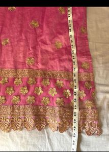 Elegant Pink &amp; Gold Embroidered Pakistani Kurti