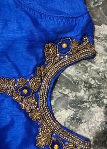 Elegant Blue &amp; Gold Ethnic Gown