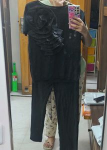 Chic Black Top and Pants Set