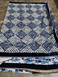 Elegant Blue &amp; White Saree