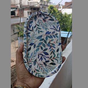 Handcrafted Botanical Concrete Trinket Tray | Blue