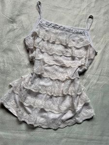 White Ruffled Tank Top