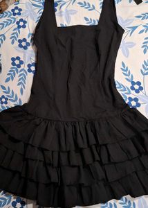 Black Fit and Flare Ruffle Hem Mini Dress Curve &