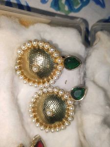 Elegant Pearl & Emerald Earrings