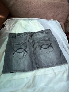 Grey Denim Mini Skirt - Bossini