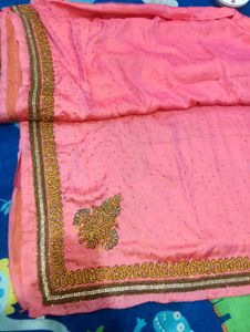 Beautiful party wear Pink Embellished Saree