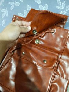 Brown leather backpack