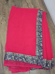 Vibrant tamatari Saree with Blue Border