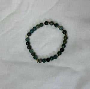 Green Beaded Bracelet with Gold Accents