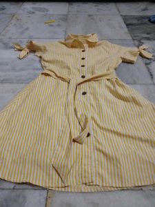 Yellow &amp; White Striped Button-Up Top