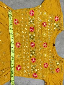 Elegant Yellow Embroidered Kurti Set