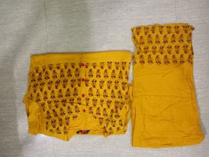 Mustard Colour Kurta And Plazzo Set