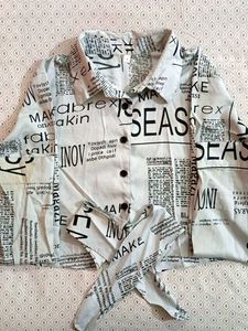 Unique Newspaper Print Button-Up Shirt