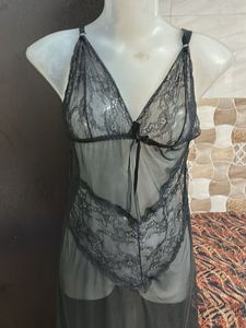 Elegant Black Lace Nightgown