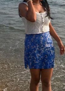 Blue floral mini skirt
