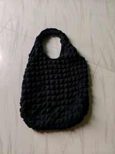 Stylish Black Textured Tote Bag
