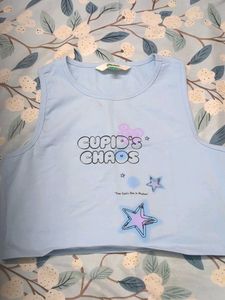 Cute "Cupid's Chaos" Baby Blue Tank Top