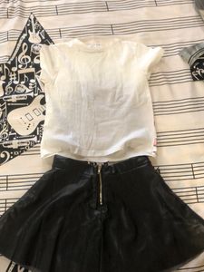 Top And Leather Skirt