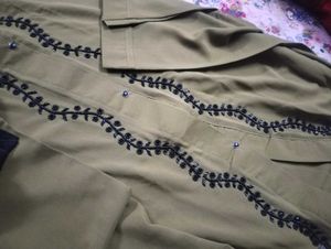 Elegant Olive Green abaya Set