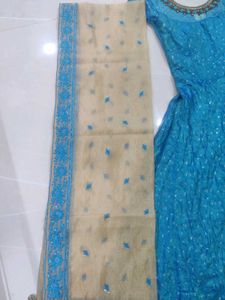 Beautiful Blue Designer Anarkali Suit Set with Dup