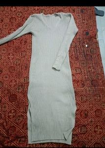 Ribbed Long Sleeve V-Neck bodycon