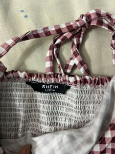 Maroon Gingham Spaghetti Strap Top