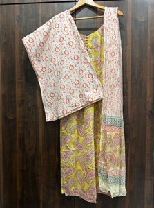 PURE COTTON Yellow Paisley Print Kurta Set