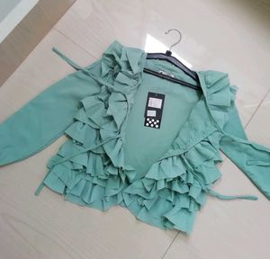 Cute Ruffled Green Blouse