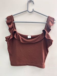 Pretty Ribbed Top -  Brown 🤎✨