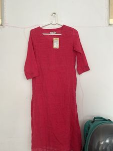 Vibrant Red Textured Kurta