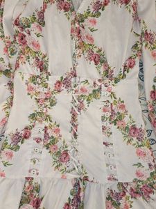 Floral Mini Dress with Corset Detail