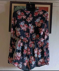 Floral Print Long Sleeve Romper