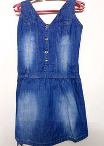 Denim V-Neck Button-Up Dress