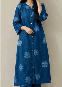 New Blue Floral Print Kurta