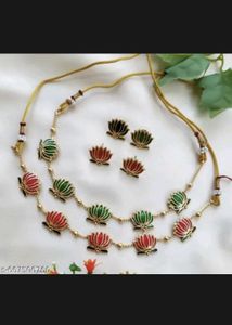 Elegant Lotus Necklace &amp; Earring Set