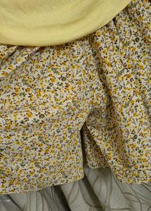 Cute Yellow Ribbed Tank Top &amp; Floral Skort Set