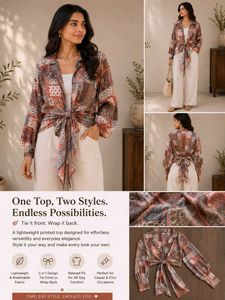 geometric printed georgette wrap crop