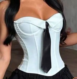 Stylish White Corset Top with Tie
