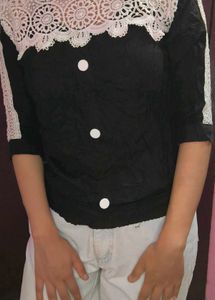 Black Lace Trim Top