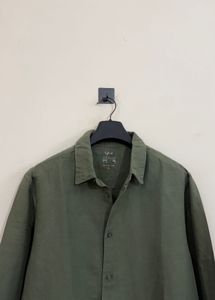 Men's Olive linen Green Casual Shirt
