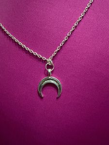 Silver Crescent Moon Pendant Necklace